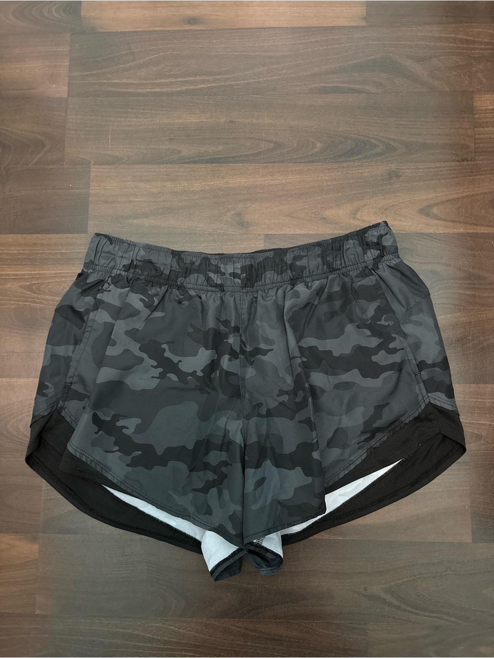 Athletic Works Black Gray Camo Athletic Shorts